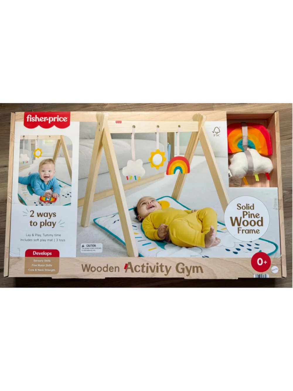 Fisher-Price Baby Wooden Activity Gym Beige Multicolor new in box